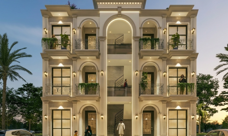 Contemporary living room design in a 3.25 Marla townhouse Lahore